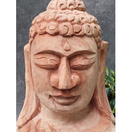 A hand-carved figure of the Buddha in teak wood, 80 cm