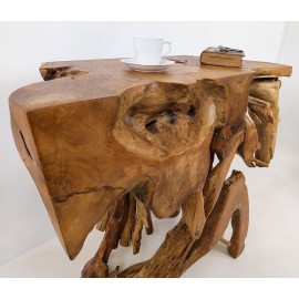 Raw teak root console