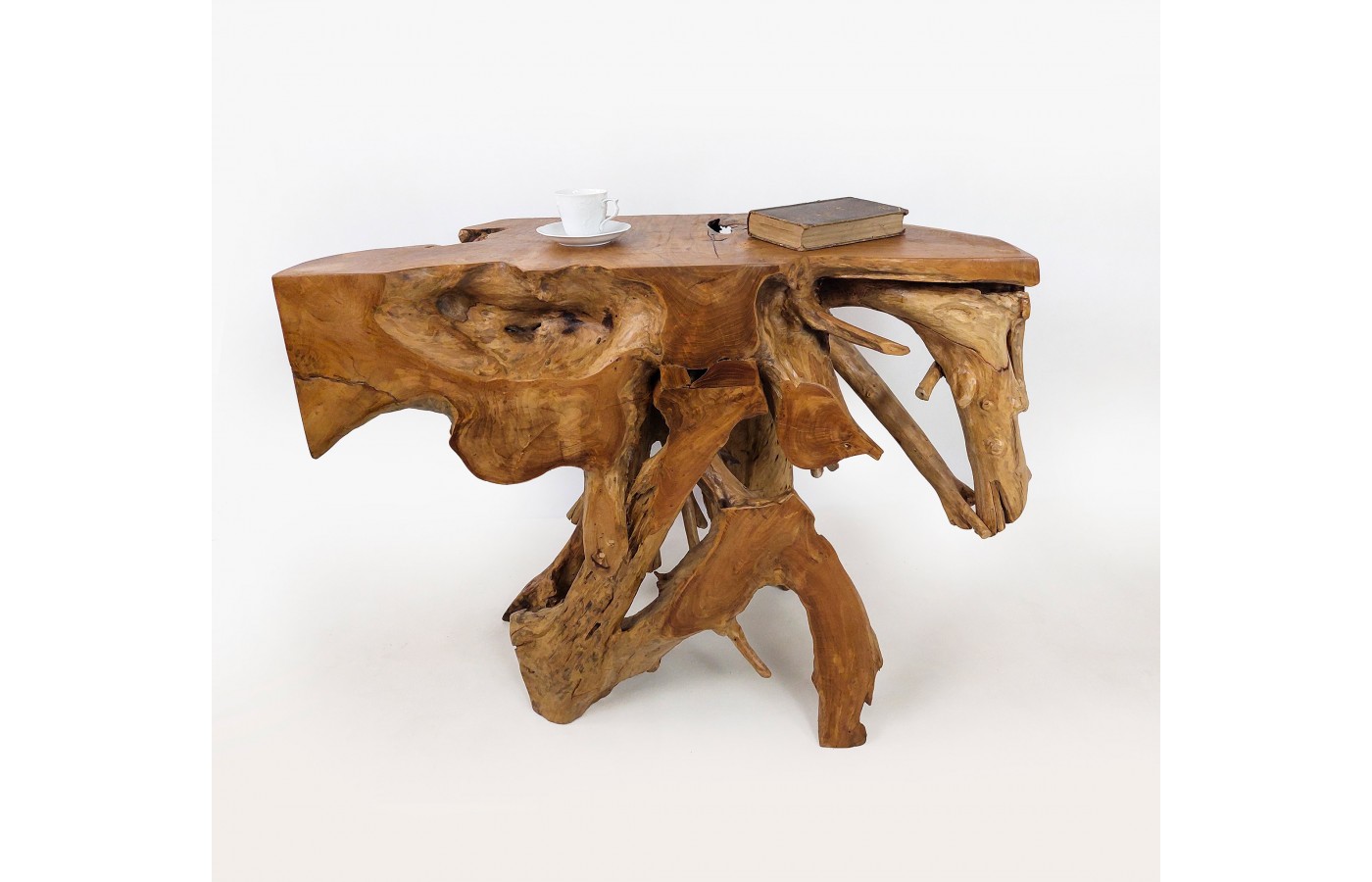 Raw teak root console