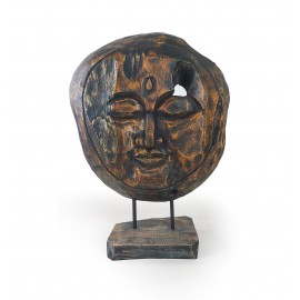 Sculpture "Face", recovered wood teak