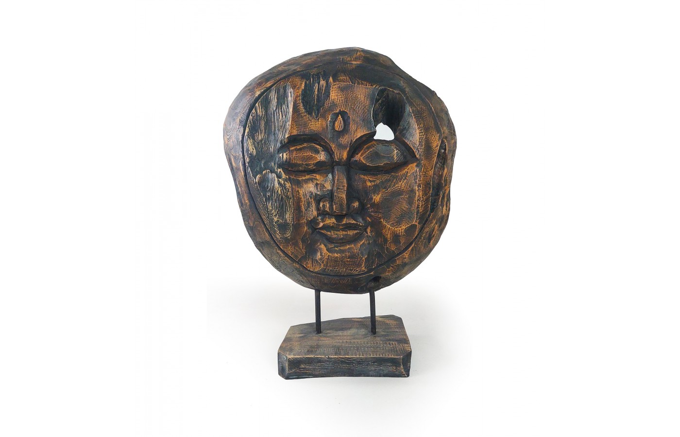 Sculpture "Face", recovered wood teak