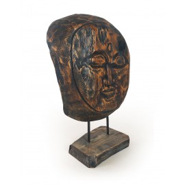 Sculpture "Face", recovered wood teak