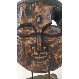 Sculpture "Face", recovered wood teak