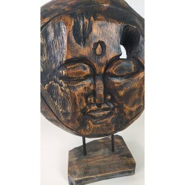 Sculpture "Face", recovered wood teak