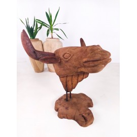 Sculpture, buffalo head made of Teak wood