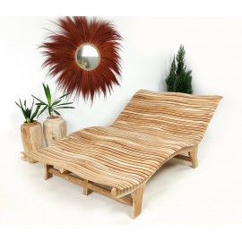 Double deck profiled sun lounger, teak