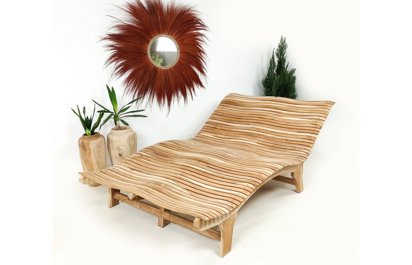 Double deck sun lounger, teak