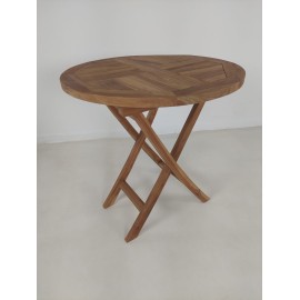 OUTLET Stół ogrodowy okrągły Andir składany - 50/75 cm Teak---