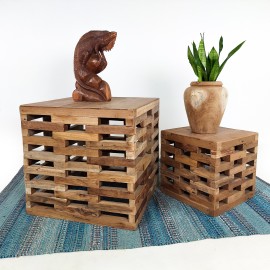 Furniture set, cubes, reclaimed teak