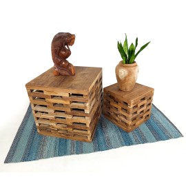 Furniture set, cubes, reclaimed teak