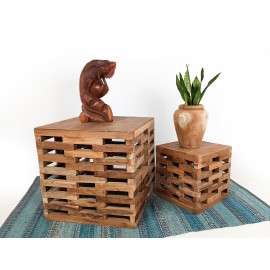 Furniture set, cubes, reclaimed teak