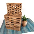 Furniture set, cubes, reclaimed teak