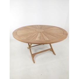 OUTLET Duży stół ogrodowy okrągły Matahari 150 cm, teak