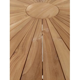 OUTLET Duży stół ogrodowy okrągły Matahari 150 cm, teak