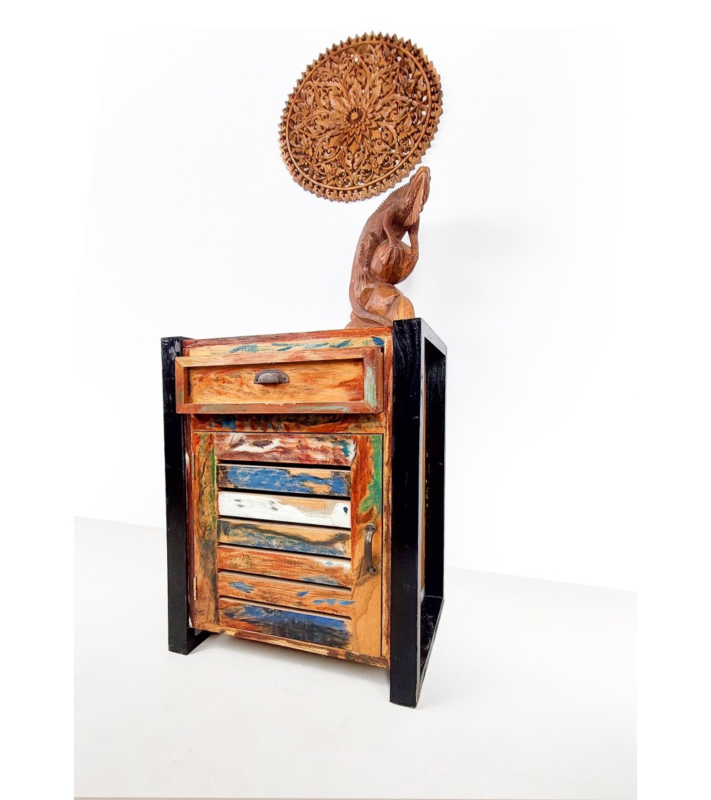 Chest of drawers, cabinet in aged wood, Teak